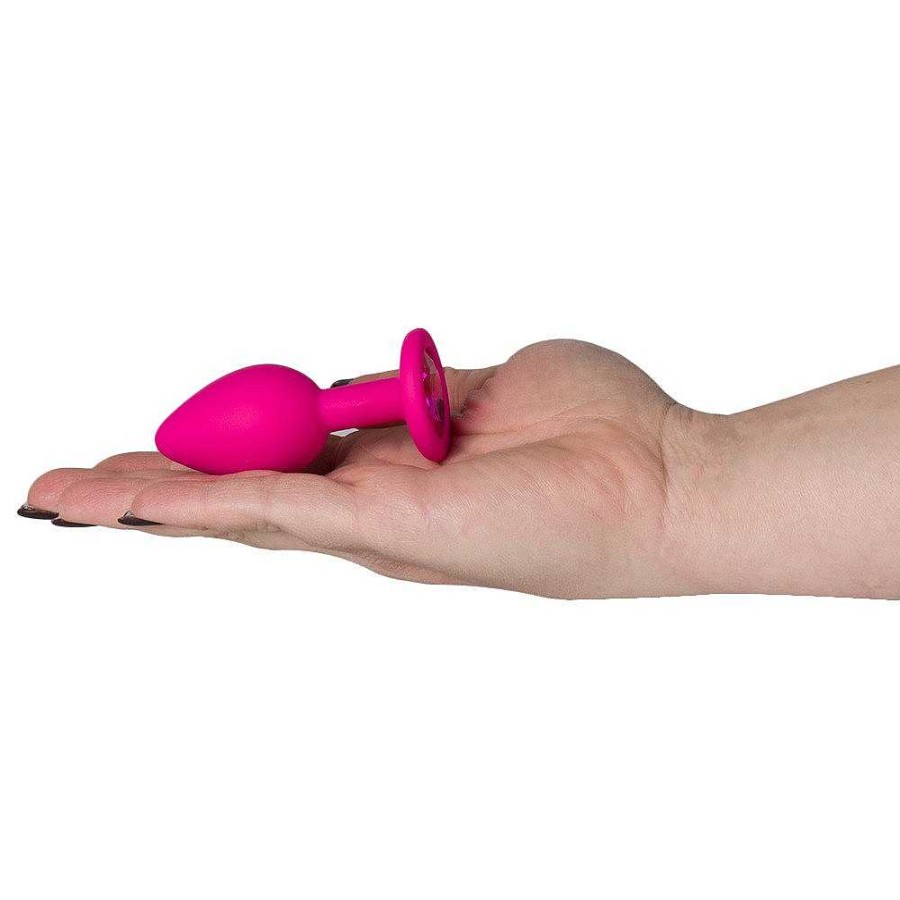 Bondara Bejewelled Silicone Butt Plug - 2.5, 3 Or 3.5 Inch Pink Anal Toys