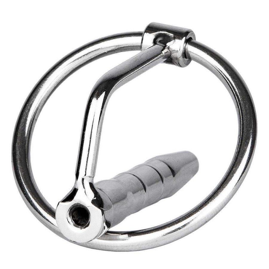 Bondara Torment Stainless Steel Glans Ring Penis Plug With Through-Hole - 4Cm Silver Medical Play Toys