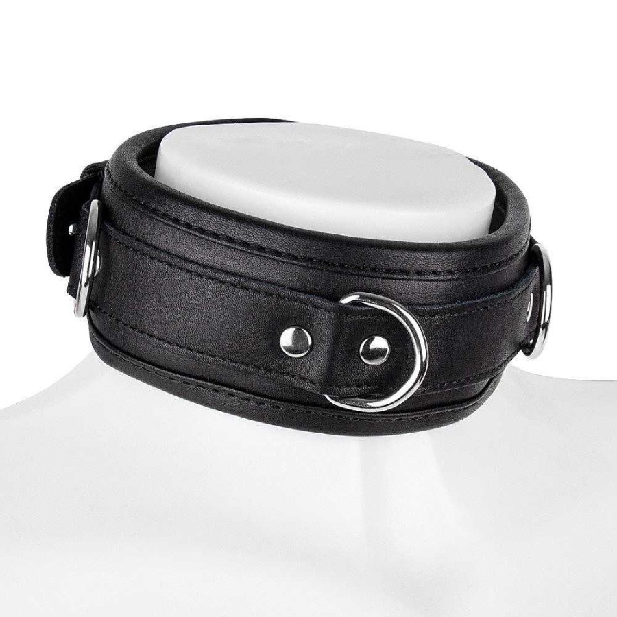 Luxe Bondara Luxe Erotica Leather Lockable Collar Black Bondage Restraints & Handcuffs