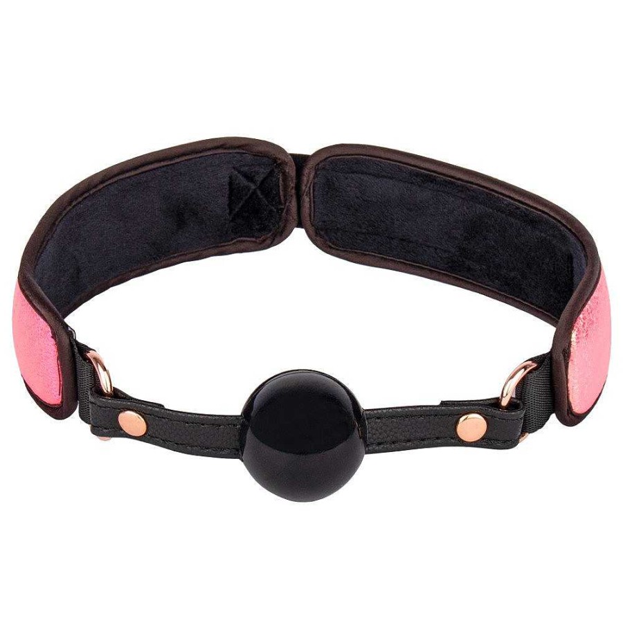 Bondara Bondage Bondara Pink Kink Rose Gold Soft Velcro Bondage Ball Gag Iridescent Pink Outer, Black Lining, Rose Gold Hardware Ball Gags & Mouth Gags