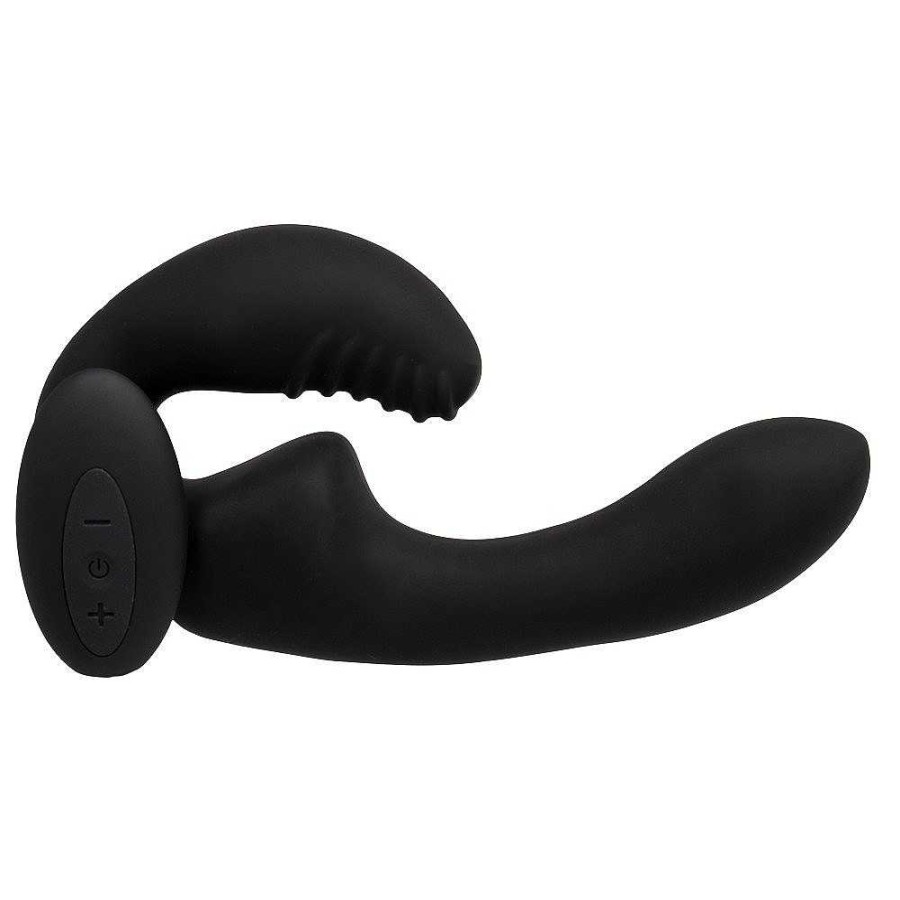 Bondara Bondara 10 Function Remote Rechargeable Double Headed Vibrator Black Strap-Ons