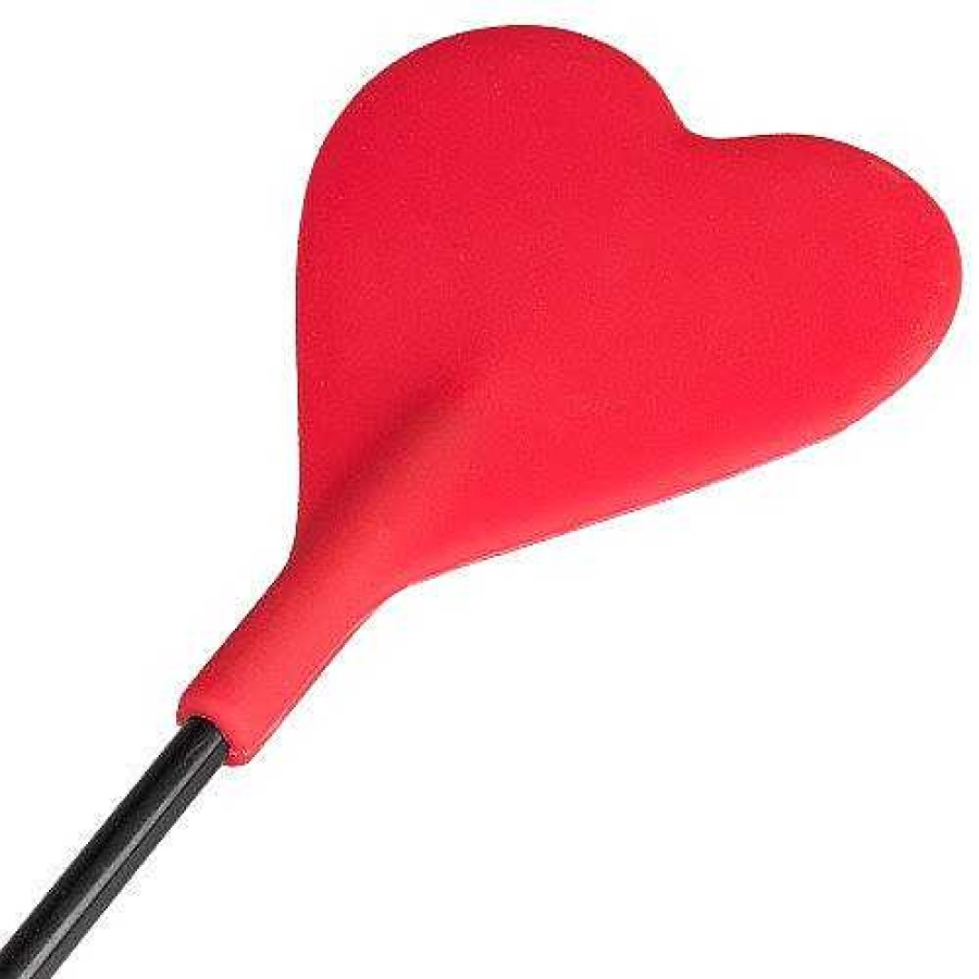 Bondara Bondara Silicone Heart Riding Crop - 19 Inch Red Floggers, Whips & Ticklers