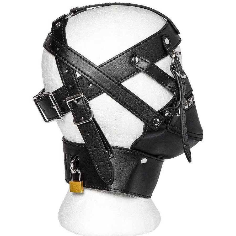 Bondara Edge Bondara Edge Pipe Down Pvc Bondage Hood With Lockable Zip Mouth Black Fetish Clothing