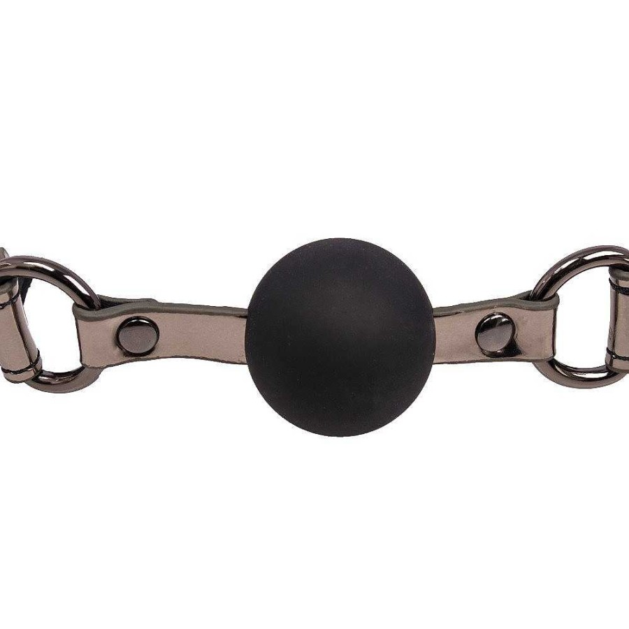 Bondara Bondara Silver Service Faux Leather Ball Gag Gunmetal Ball Gags & Mouth Gags