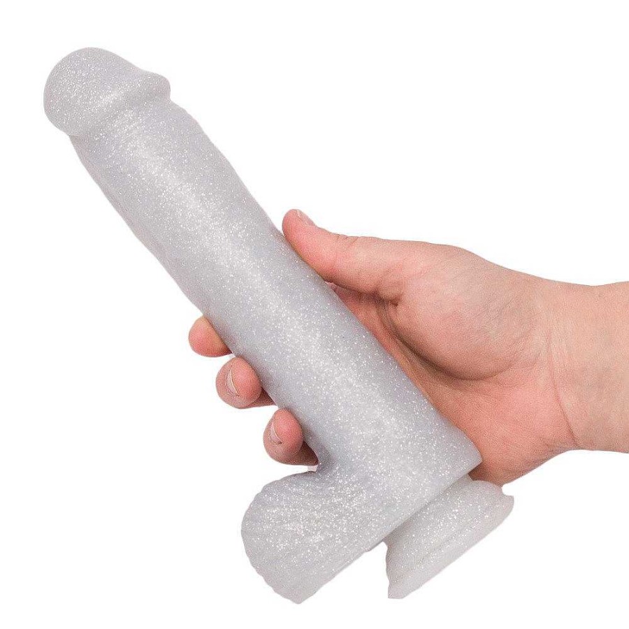 Bondara Bondara Disco Balls Glitter Suction Dildo - 9 Inch Silver Dildos