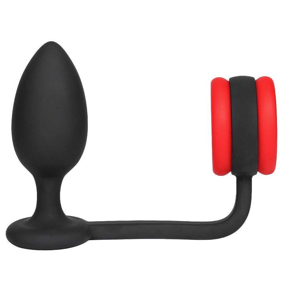 Bondara Bondara Cocked And Loaded Silicone Butt Plug & Cock Ring Black And Red Anal Toys