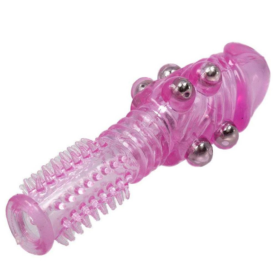 Bondara Ultimate Cock Sleeve Pink Sleeve And Silver Beads Male Sex Toys