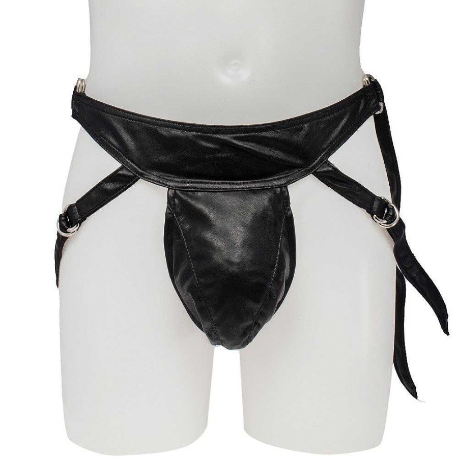 Bondara Bondage Bondara Faux Leather Jock Strap Black Fetish Clothing