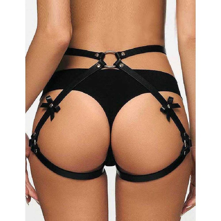 Bondara Siren Bondara Siren Faux Leather Bondage Harness Knicker Black Fetish Clothing