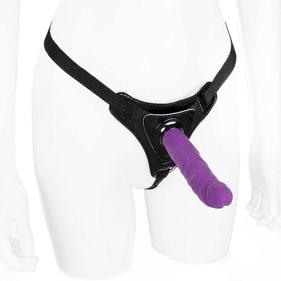 Bondara Bondara Purple 10 Function Dildo With Strap-On Harness - 7 Inch Purple And Black Vibrators