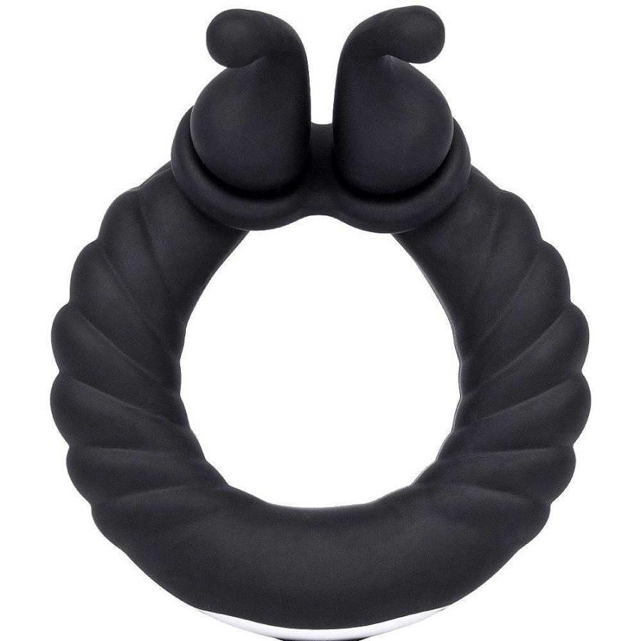 Bondara Bondara Tusk Silicone 10 Function Vibrating Rabbit Cock Ring Black Male Sex Toys