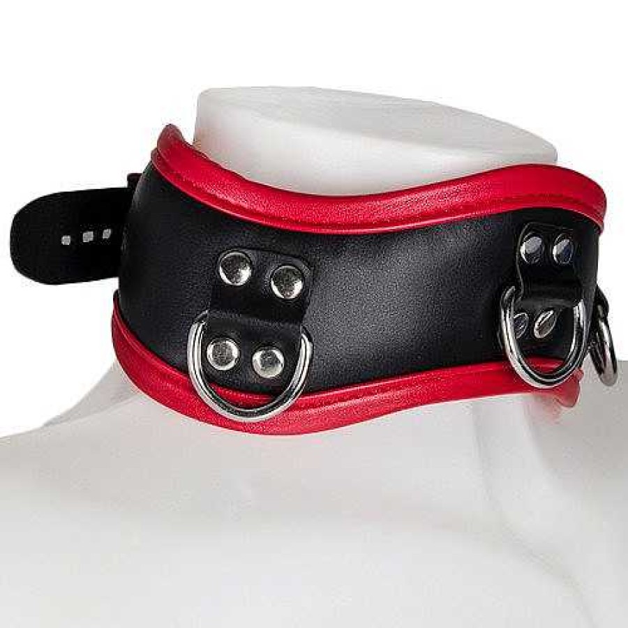 Bondara Boutique Bondara Faux Leather Posture Collar Black And Red Bondage Restraints & Handcuffs