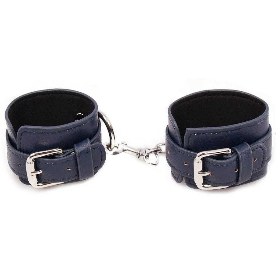 Bondara Bondage Bondara Luxe Royal Secret Faux Leather Handcuffs Navy Bondage Restraints & Handcuffs