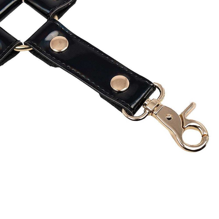 Luxe Bondara Luxe Pleasure Prism Pu Hogtie Connector Irridescent Black & Gold Bondage Restraints & Handcuffs