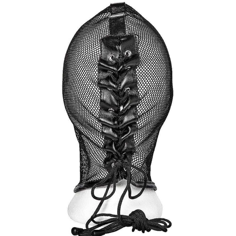 Bondara Edge Bondage Edge Devious Seduction Fishnet Open Mouth Bondage Hood Black Fetish Clothing