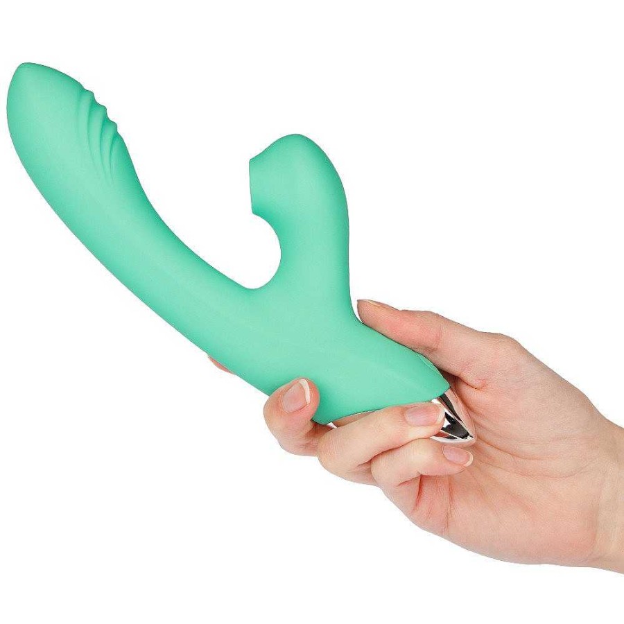 Bondara Suck Sex Mint 10 Function Suction Rabbit Vibrator Green Vibrators