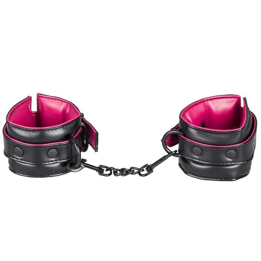 Bondara Bondara Faux Leather Handcuffs Pink And Black Bondage Restraints & Handcuffs