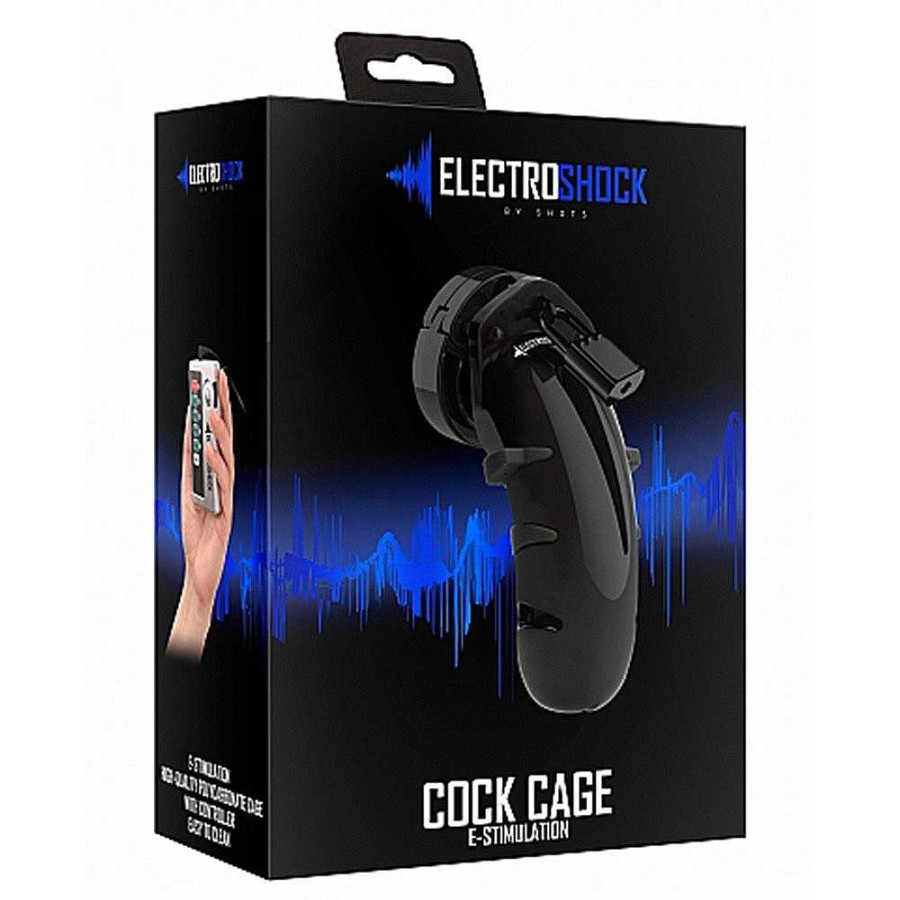 Bondara Electroshock Remote Control Electrostimulation Cock Cage Black Electro Sex Toys