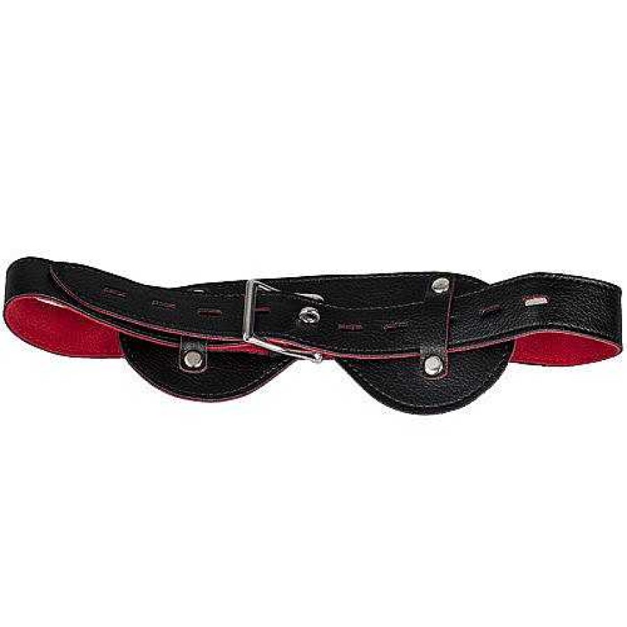 Bondara Bondara Faux Leather And Suede Padlocked Blindfold Black And Red Blindfolds, Hoods & Masks