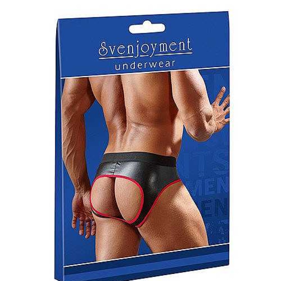 Bondara Svenjoyment Zip-Up Pouch Jock Strap Black With Red Detail Fetish Clothing