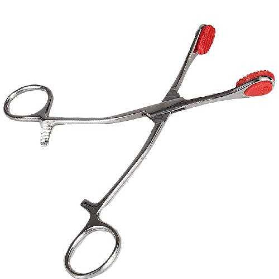 Bondara Torment Stainless Steel Young Forceps Silver And Red Medical Play Toys