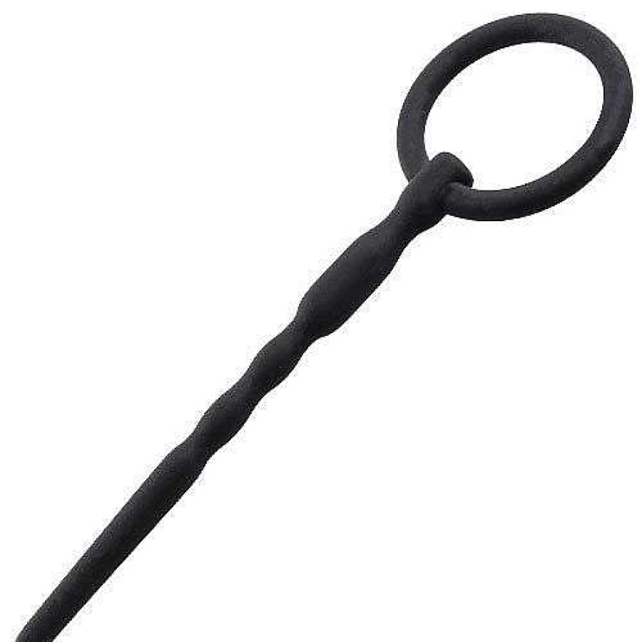 Bondara Bondara Silicone Central Ripple Through-Hole Penis Plug - 11Cm Black Medical Play Toys