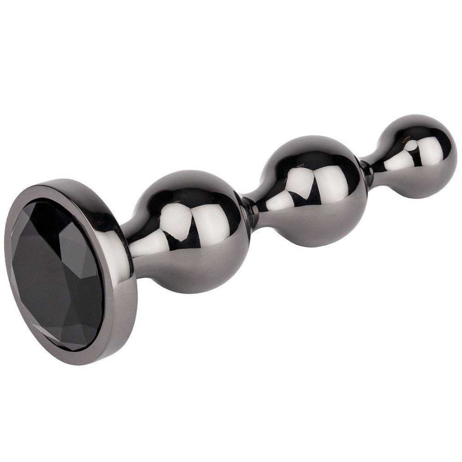 Bondara Bejewelled Gunmetal Steel Beaded Butt Plug - 4, 4.5 Or 5 Inch Black Anal Toys