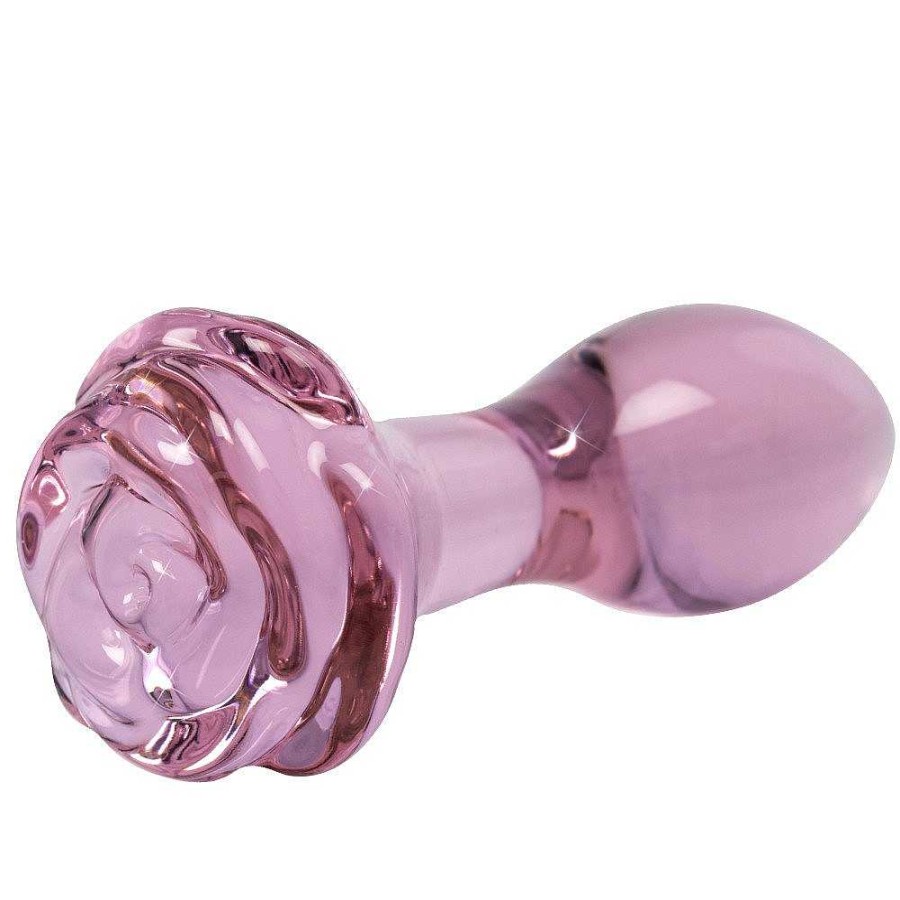 Bondara Glacier Glass Rose Butt Plug - 5 Inch Pink Butt Plugs