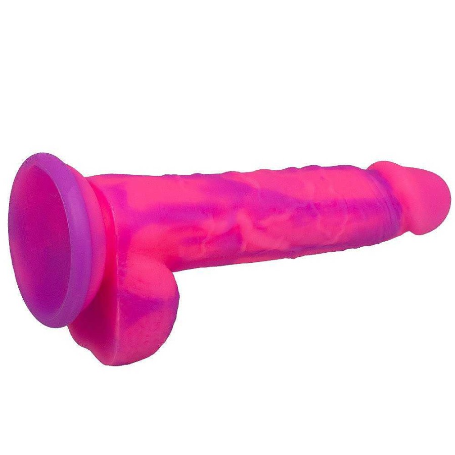 Bondara Bondara Neon Dreams Marble Effect Suction Dildo - 7.5 Inch Pink And Purple Dildos