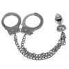 Bondara Bejewelled Metal Handcuffs With Butt Plug Silver Butt Plugs