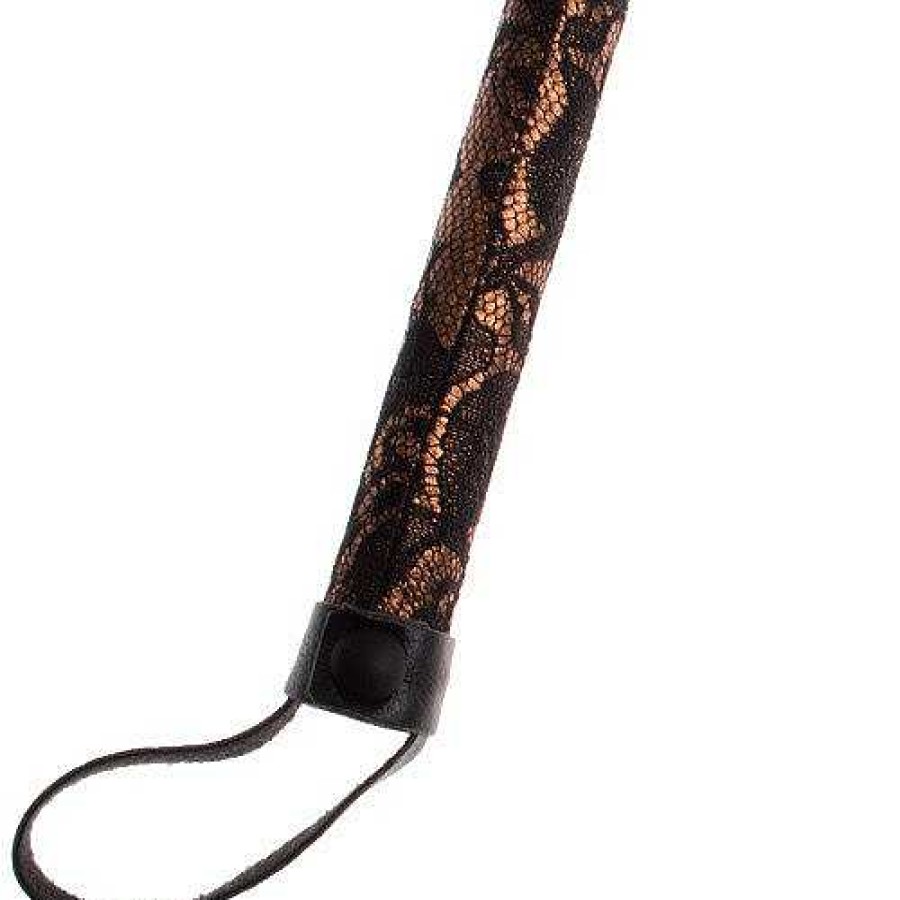 Bondara Boutique Bondara Amber Lace Luxury Flogger - 15 Inch Black And Gold Floggers, Whips & Ticklers