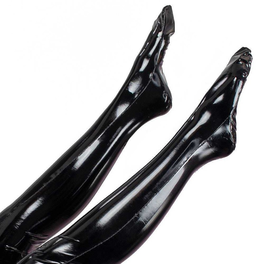 Bondara Siren Bondara Siren Pvc Hold Up Stockings Black Fetish Clothing