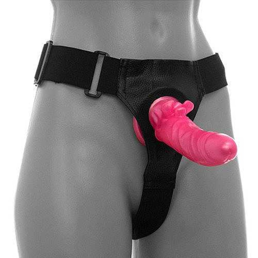 Bondara Ultra Uni Hollow Vibrating Strap-On - 7 Inch Pink Vibrators