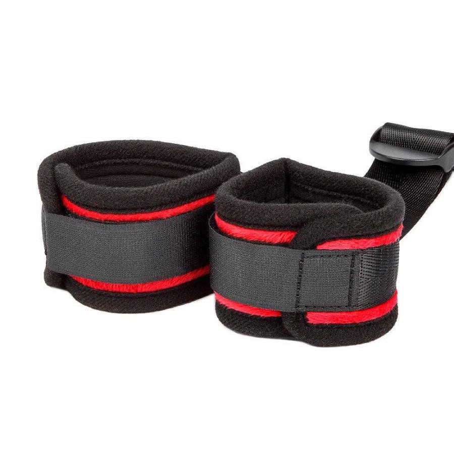 Bondara Bondara Red & Black Collar To Handcuffs Restraint Red And Black Bondage Restraints & Handcuffs