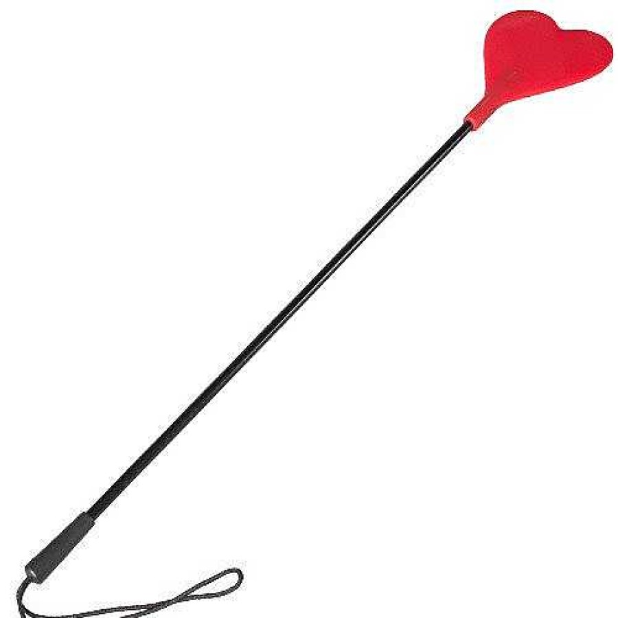 Bondara Bondara Silicone Heart Riding Crop - 19 Inch Red Floggers, Whips & Ticklers