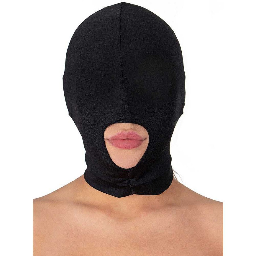 Bondara Bondara Spandex Open Mouth Deprivation Hood Black Fetish Clothing