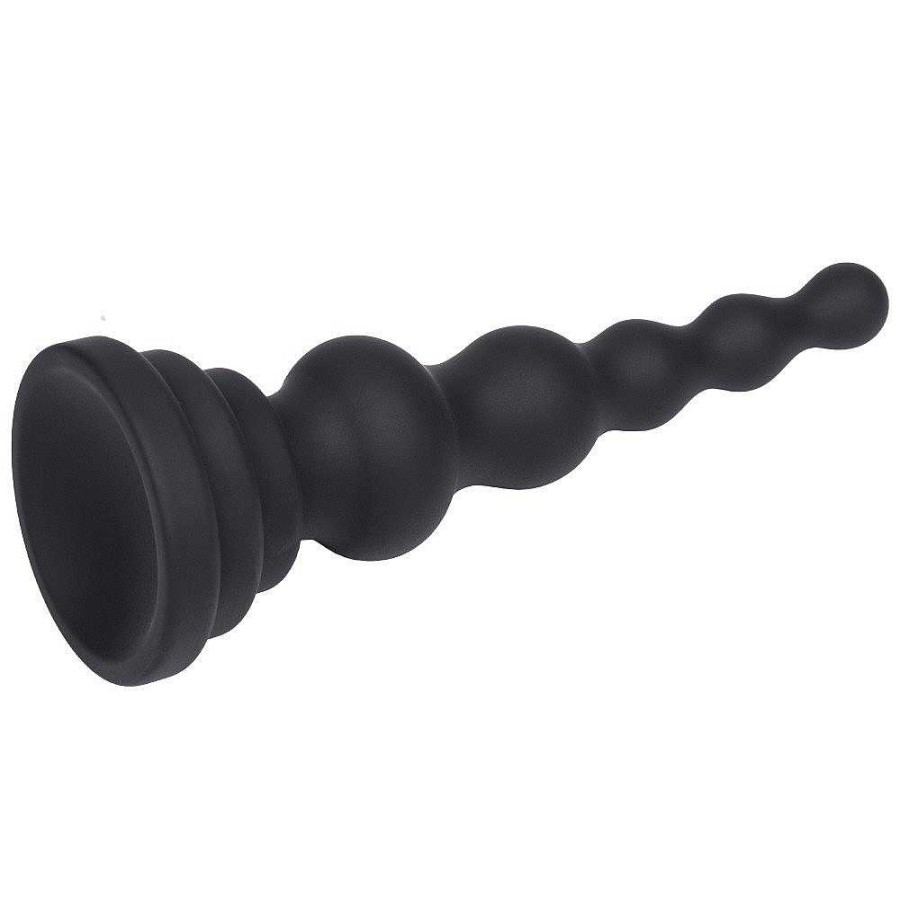 Bondara Bondara Booty Hunter Silicone Beaded Butt Plug - 6.5 Inch Black Anal Toys