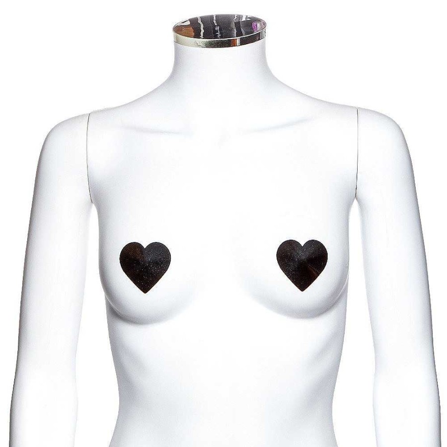 Bondara Siren Bondara Siren Lust Metal Heart Nipple Pasties Black Fetish Clothing