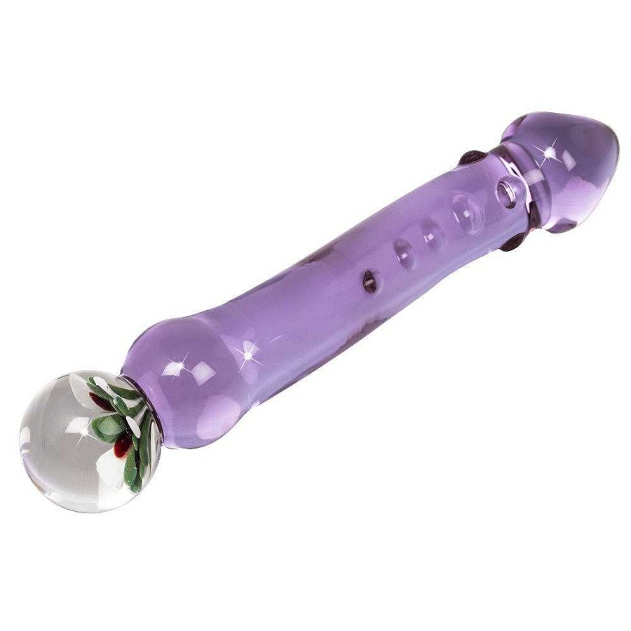 Glacier Glacier Glass Flower Power Dildo - 8 Inch Purple Dildos