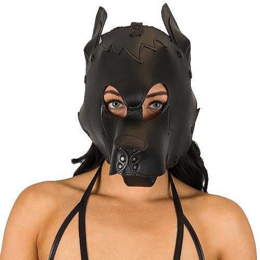 Bondara Bondage Bondara Faux Leather Pup Play Bondage Hood Black Blindfolds, Hoods & Masks