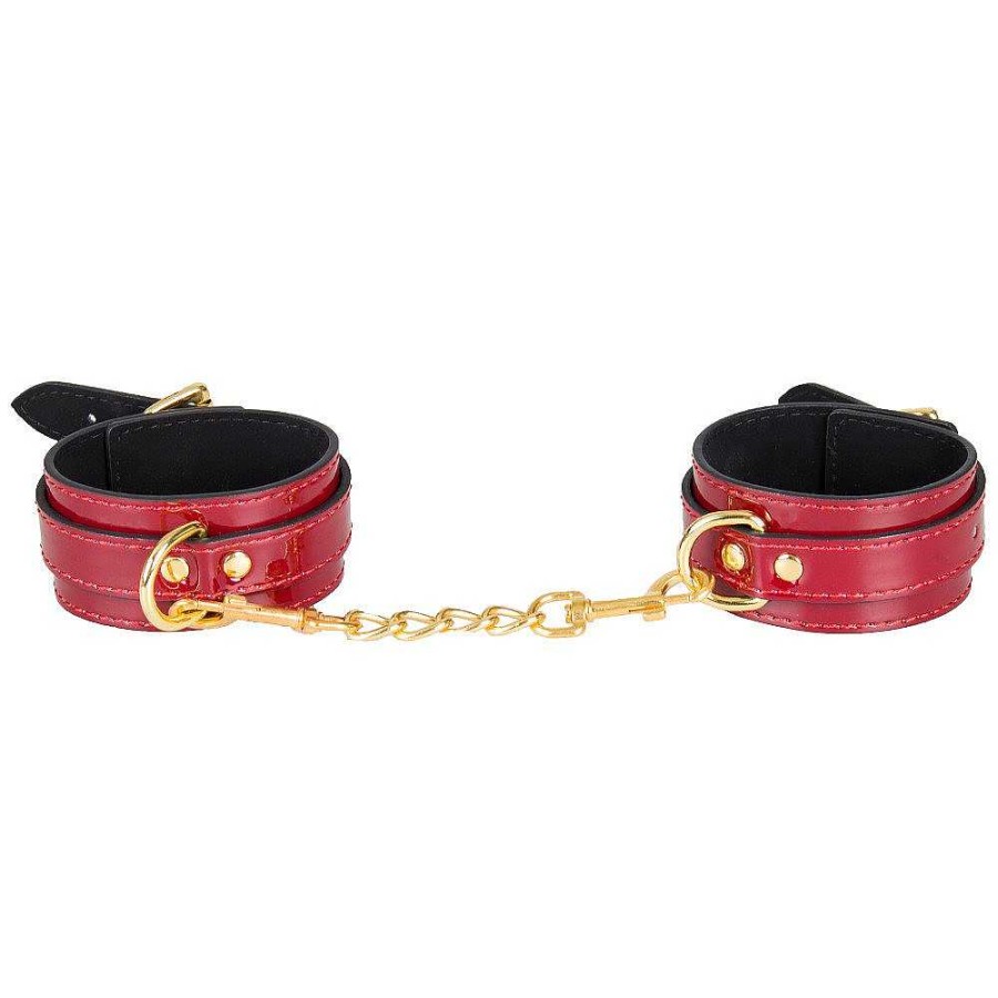 Bondara Bondara Inmate Patent Faux Leather Ankle Cuffs Red Bondage Restraints & Handcuffs