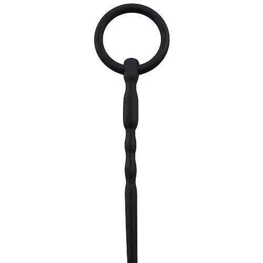 Bondara Bondara Silicone Central Ripple Through-Hole Penis Plug - 11Cm Black Medical Play Toys