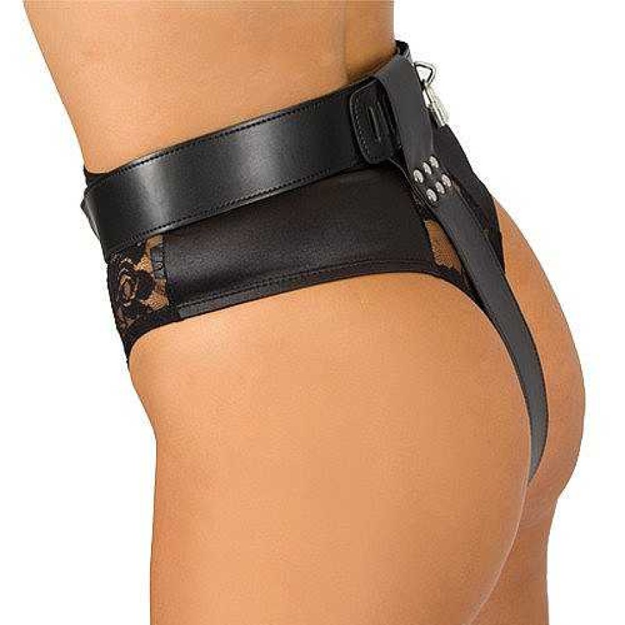 Bondara Bondara Women'S Faux Leather Chastity Belt And Butt Plug - 4 Inch Black Chastity Devices