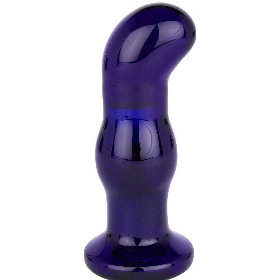 Glacier Glacier Glass Midnight 10 Function Vibrating Butt Plug - 4.5 Inch Blue Dildos