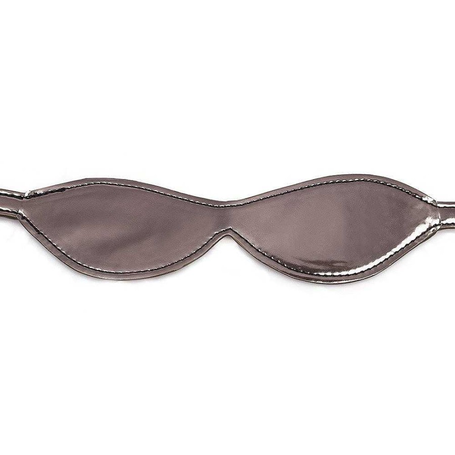 Luxe Bondara Silver Service Faux Leather Blindfold Gunmetal Blindfolds, Hoods & Masks