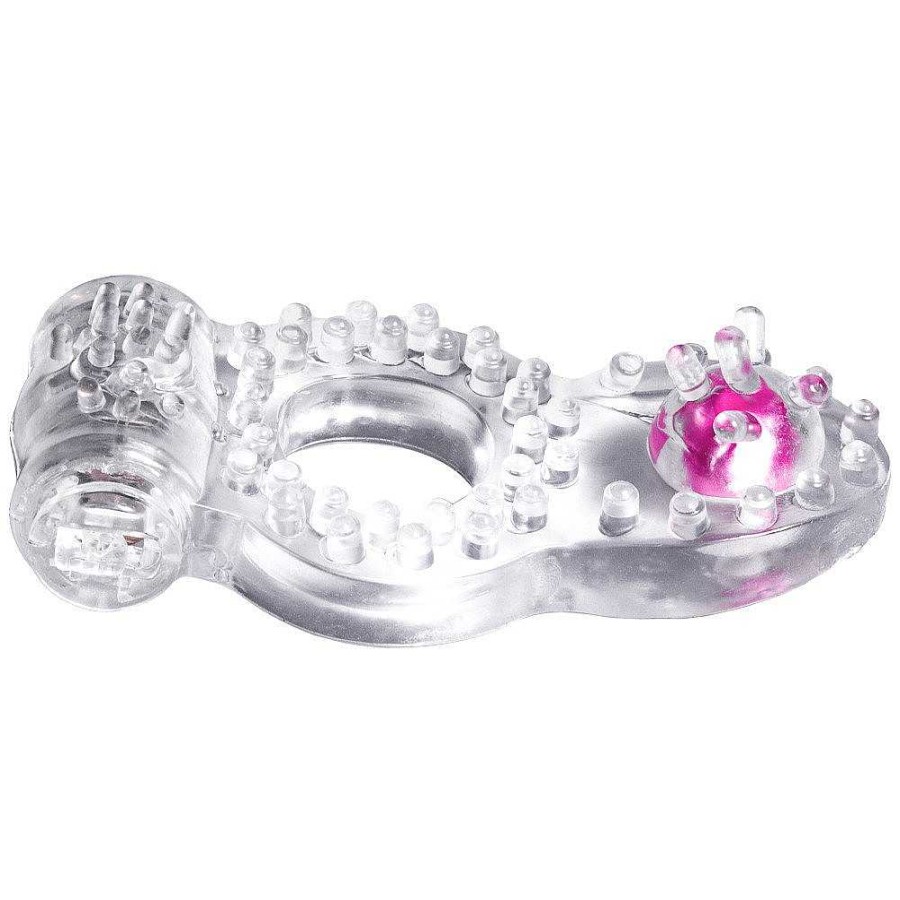 Bondara Bondara Double Duty Dual Stimulation Vibrating Cock Ring Clear Male Sex Toys