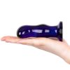 Glacier Glacier Glass Midnight 10 Function Vibrating Butt Plug - 4.5 Inch Blue Dildos