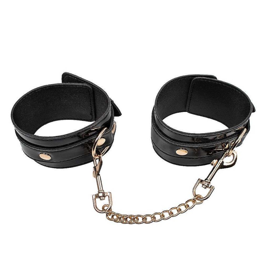 Luxe Bondara Luxe Pleasure Prism Pu Ankle Cuffs Irridescent Black & Gold Bondage Restraints & Handcuffs