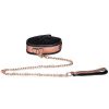 Bondara Boutique Bondara Luxe Rose Gold Real Leather Collar With Leash Rose Gold And Black Bondage Restraints & Handcuffs