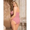 Bondara Belle Bondara Belle Late Night Plus Size Eyelash Lace Caged Teddy Pink Sexy Plus Size Lingerie